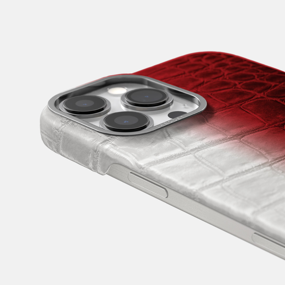 Red iPhone 16 Pro Max Classic Case Himalayan Crocodile with Steel Metal -5 | Red-Steel