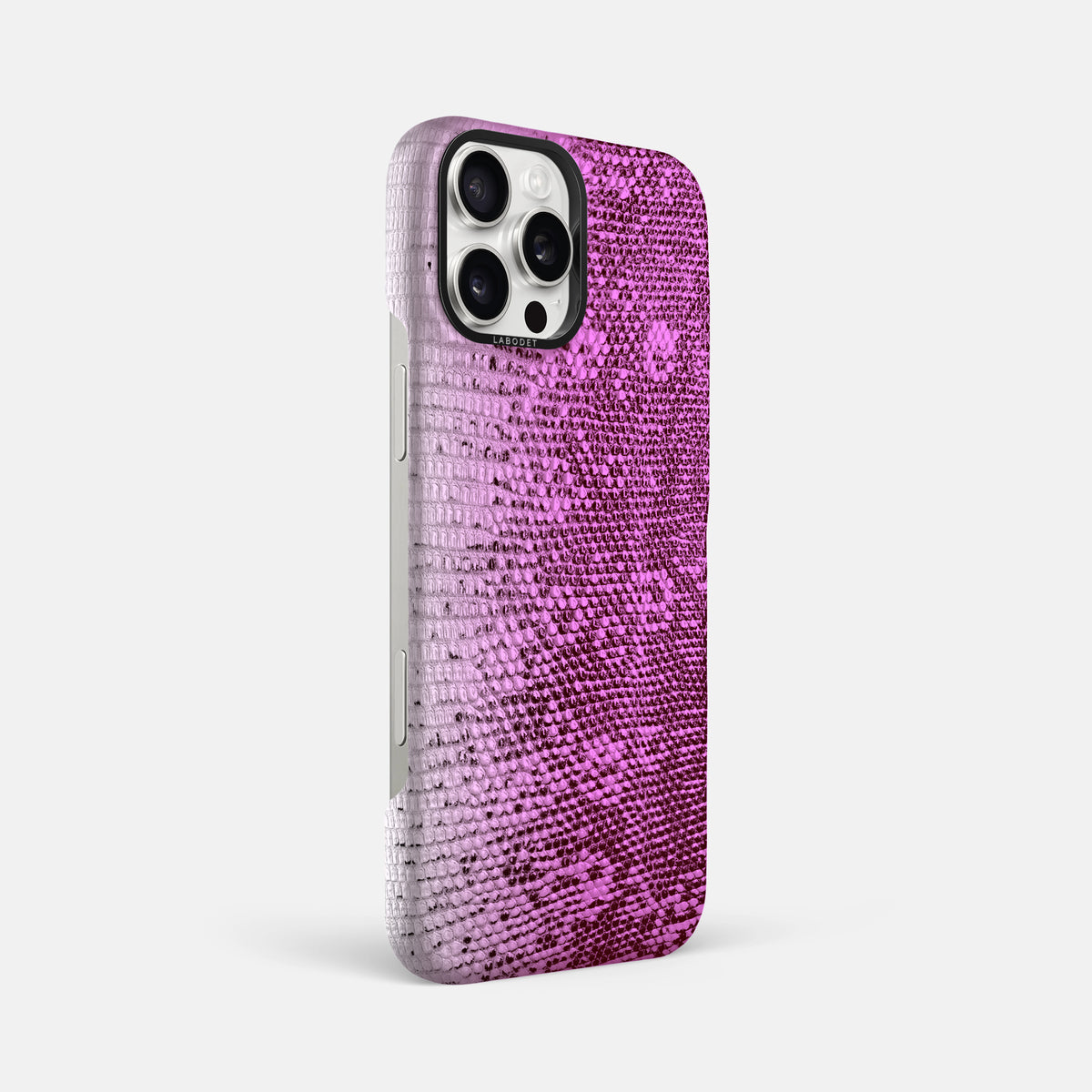 Fuchsia iPhone 16 Pro Max Himalayan Lizard Classic Case with Black Metal -2 | Fuchsia-Black