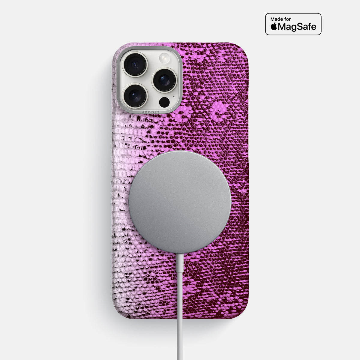 Fuchsia iPhone 16 Pro Max Himalayan Lizard Classic Case with Steel Metal -5 | Fuchsia-Steel
