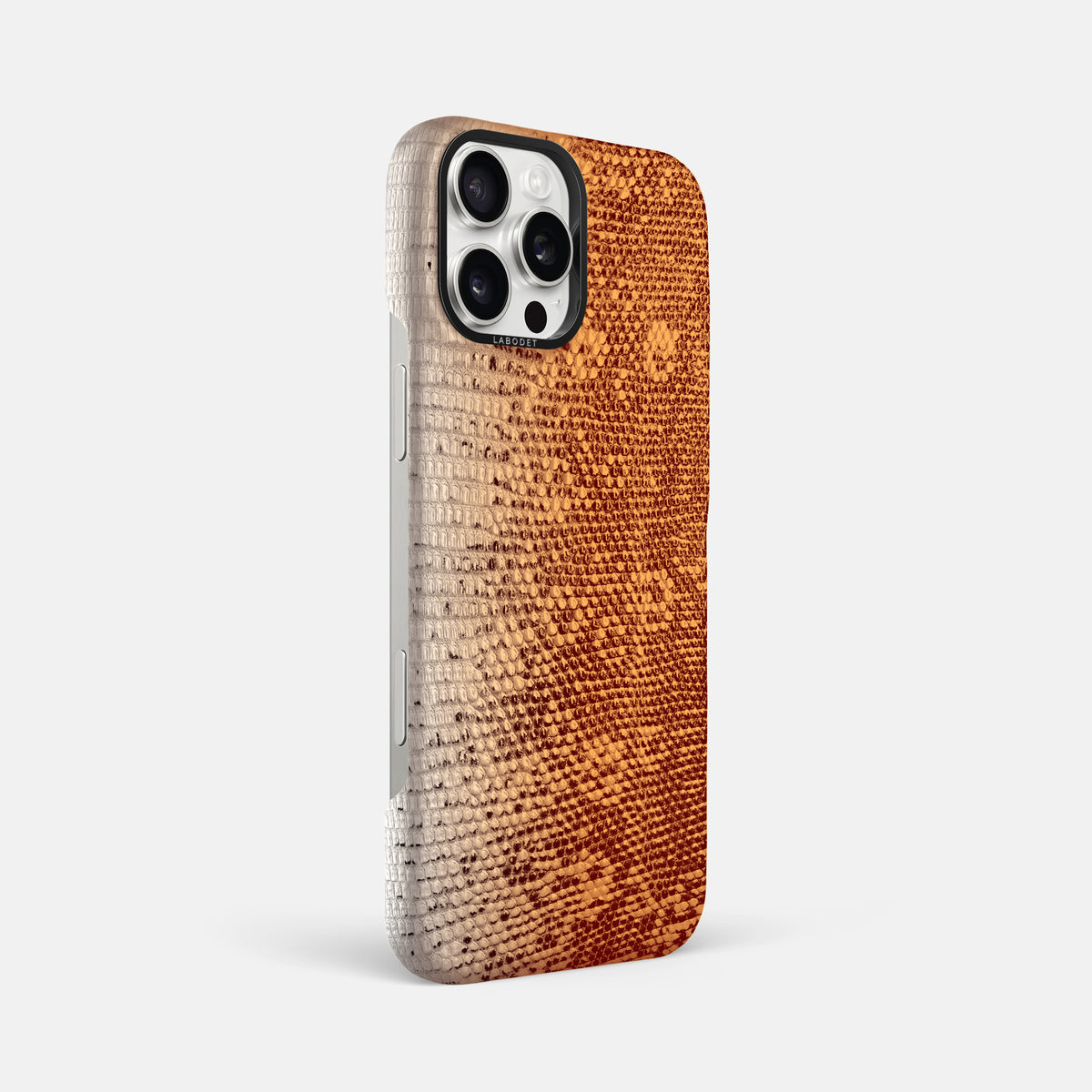Orange iPhone 16 Pro Max Himalayan Lizard Classic Case with Black Metal -2 | Orange-Black