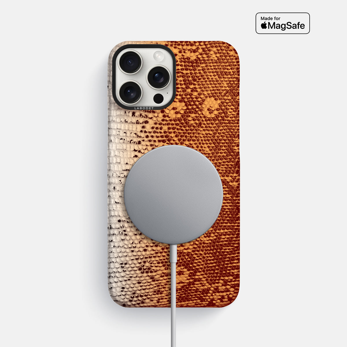 Orange iPhone 16 Pro Max Himalayan Lizard Classic Case with Black Metal -5 | Orange-Black