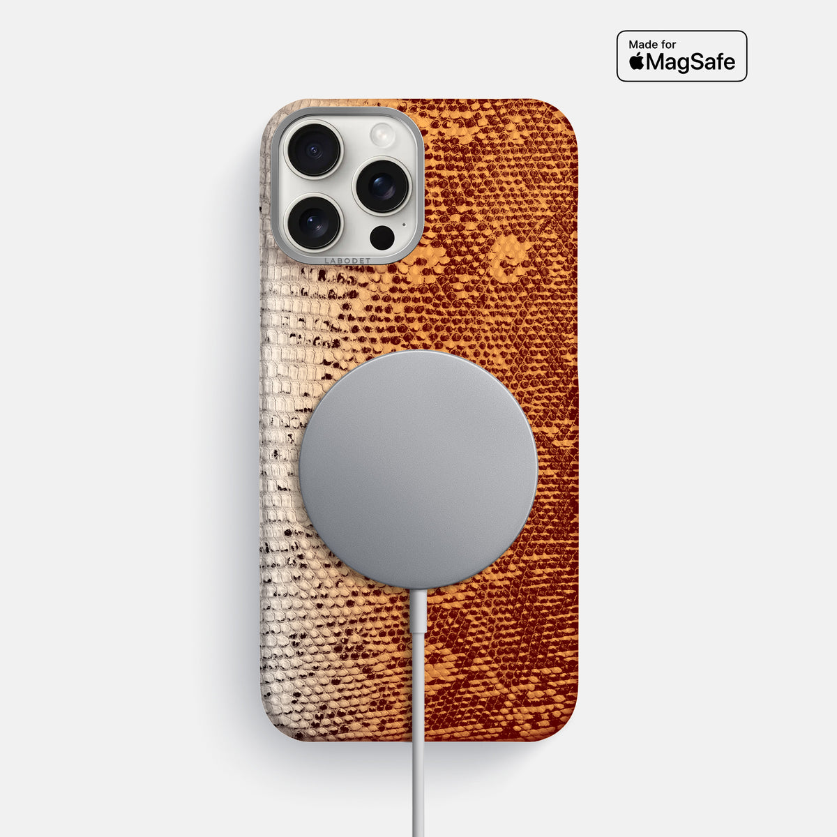 Orange iPhone 16 Pro Max Himalayan Lizard Classic Case with Steel Metal -5 | Orange-Steel