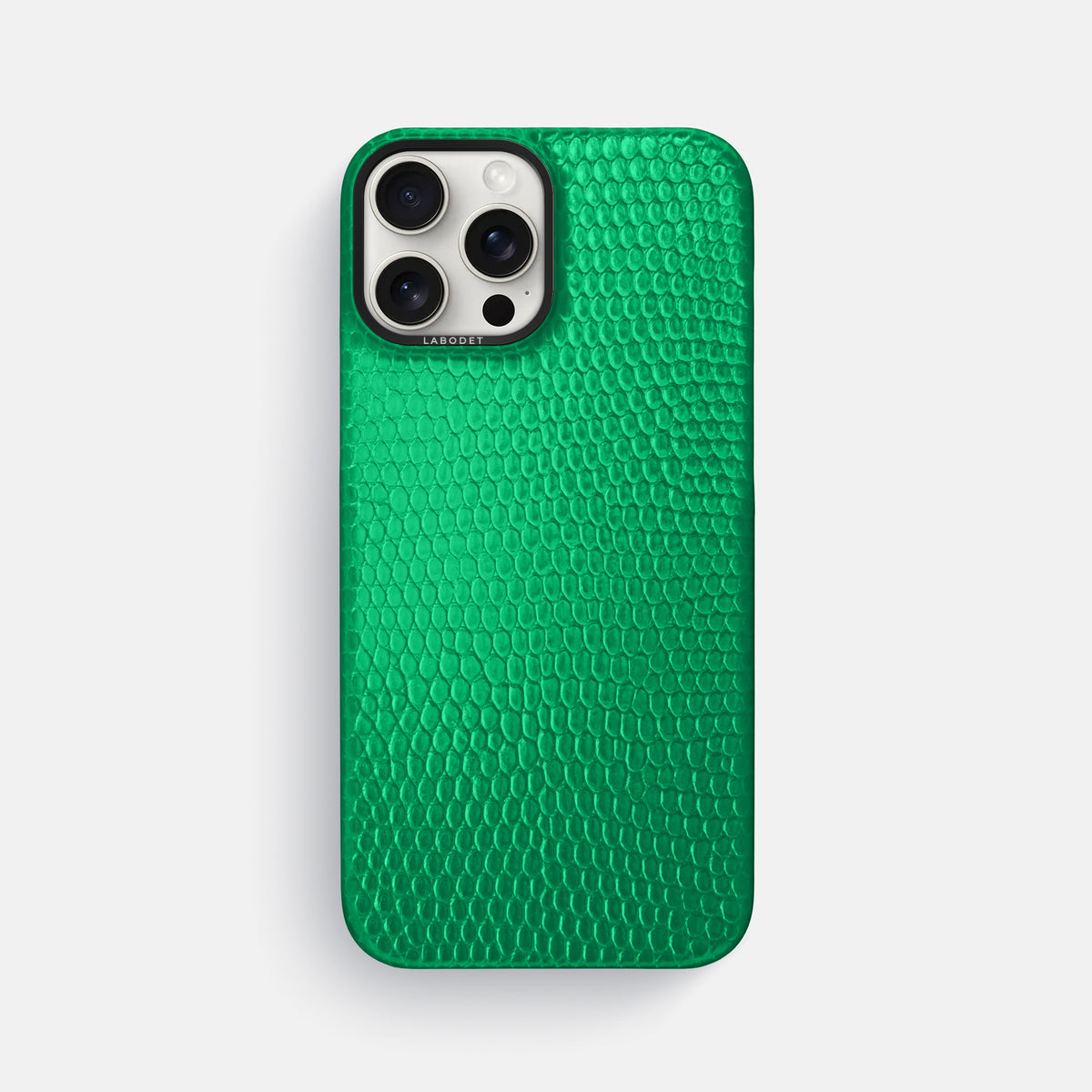 Apple-Green iPhone 16 Pro Max Classic Case Lizard with Black Metal -1 | Apple-Green-Black