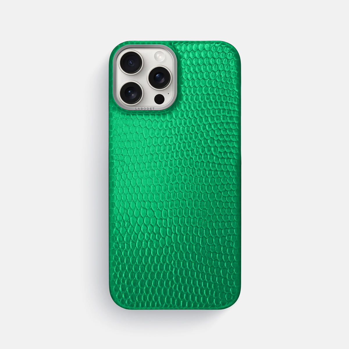 Apple-Green iPhone 16 Pro Max Classic Case Lizard with Steel Metal -1 | Apple-Green-Steel
