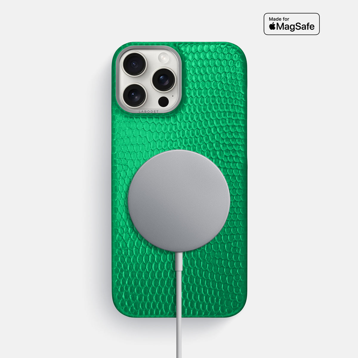 Apple-Green iPhone 16 Pro Max Classic Case Lizard with Steel Metal -5 | Apple-Green-Steel