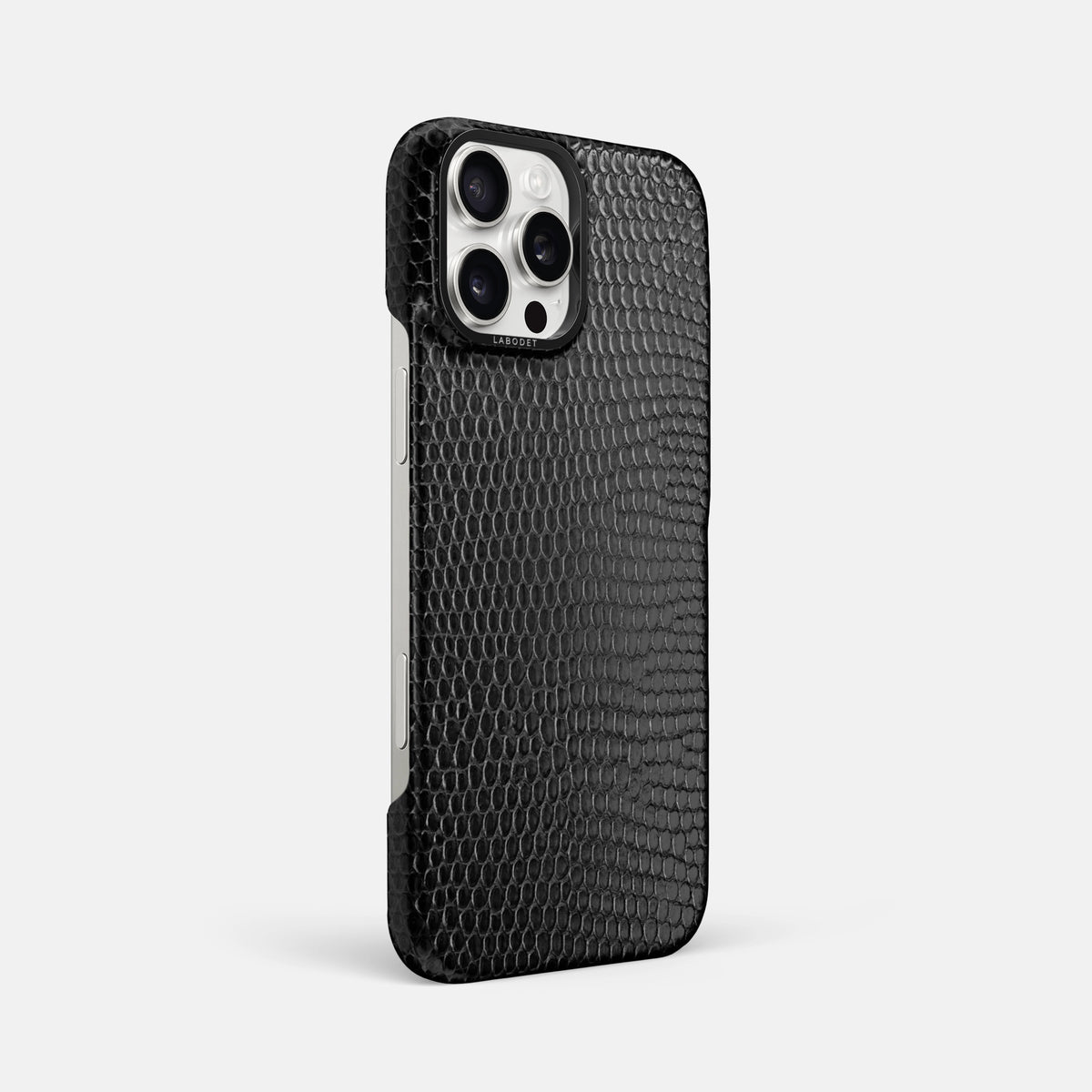 Black iPhone 16 Pro Max Classic Case Lizard with Black Metal -2 | Black-Black