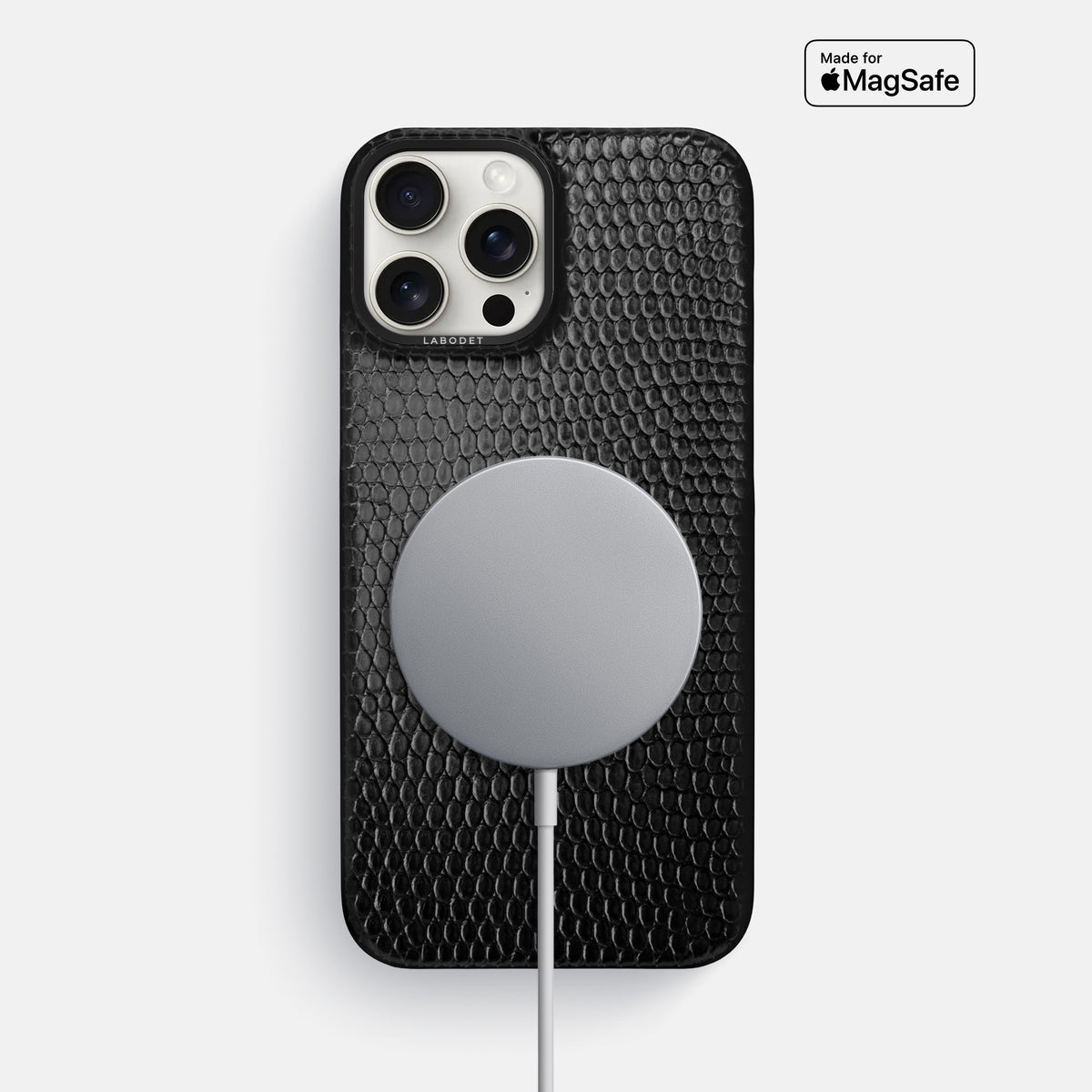 Black iPhone 16 Pro Max Classic Case Lizard with Black Metal -5 | Black-Black