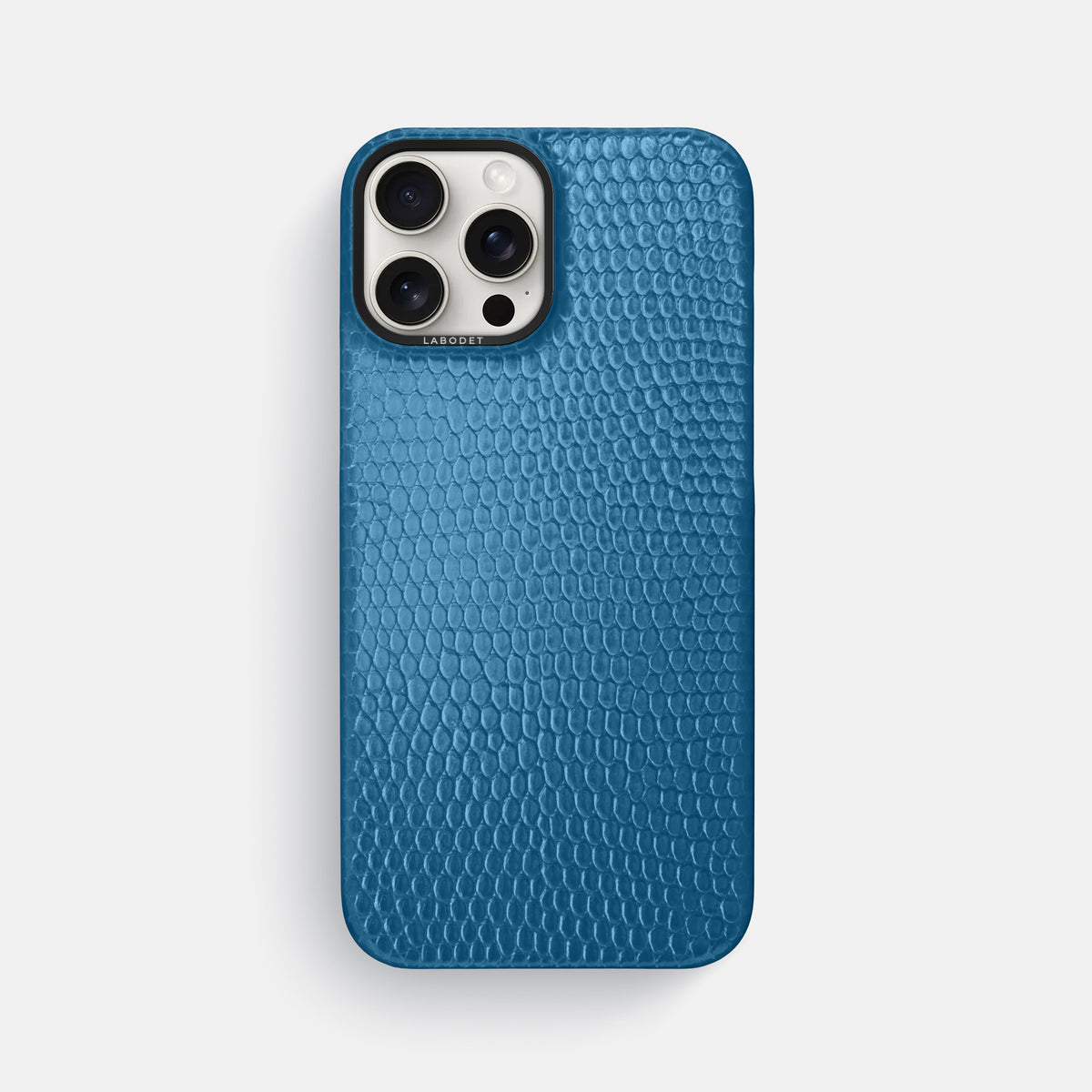 Blue iPhone 16 Pro Max Classic Case Lizard with Black Metal -1 | Blue-Black