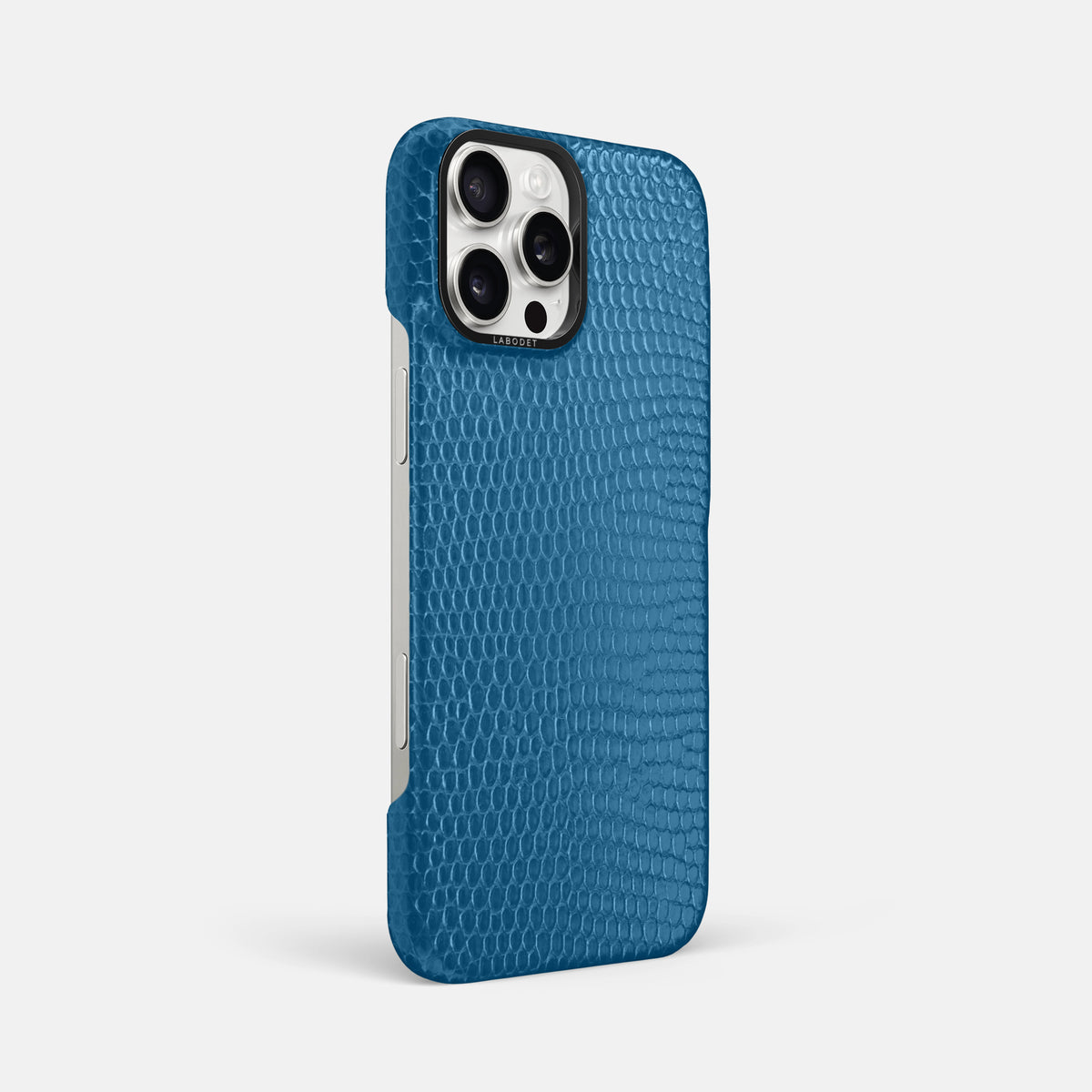 Blue iPhone 16 Pro Max Classic Case Lizard with Black Metal -2 | Blue-Black