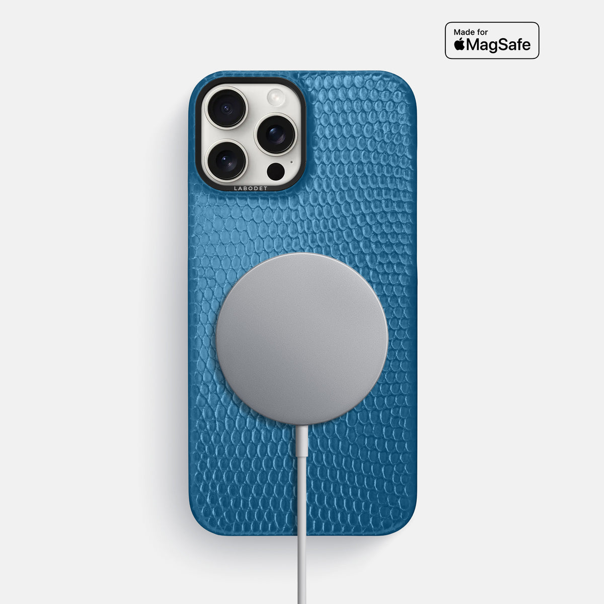 Blue iPhone 16 Pro Max Classic Case Lizard with Black Metal -5 | Blue-Black