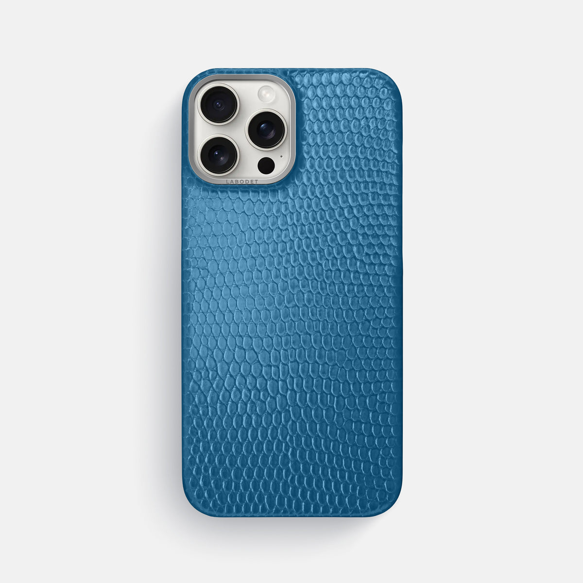 Blue iPhone 16 Pro Max Classic Case Lizard with Steel Metal -1 | Blue-Steel