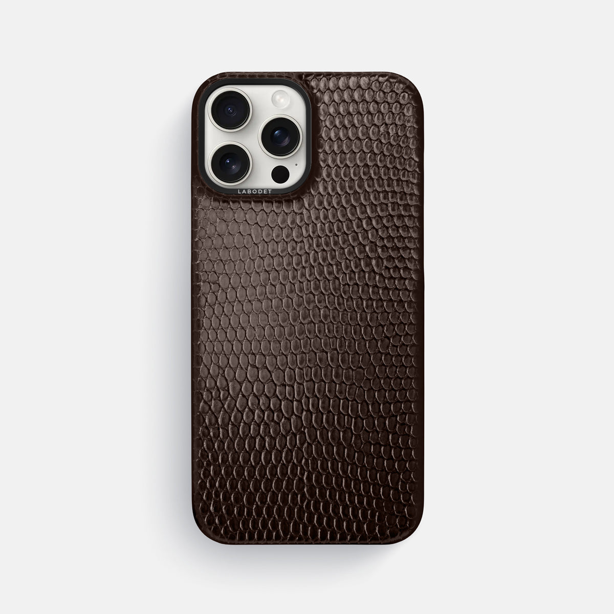 Brown iPhone 16 Pro Max Classic Case Lizard with Black Metal -1 | Brown-Black