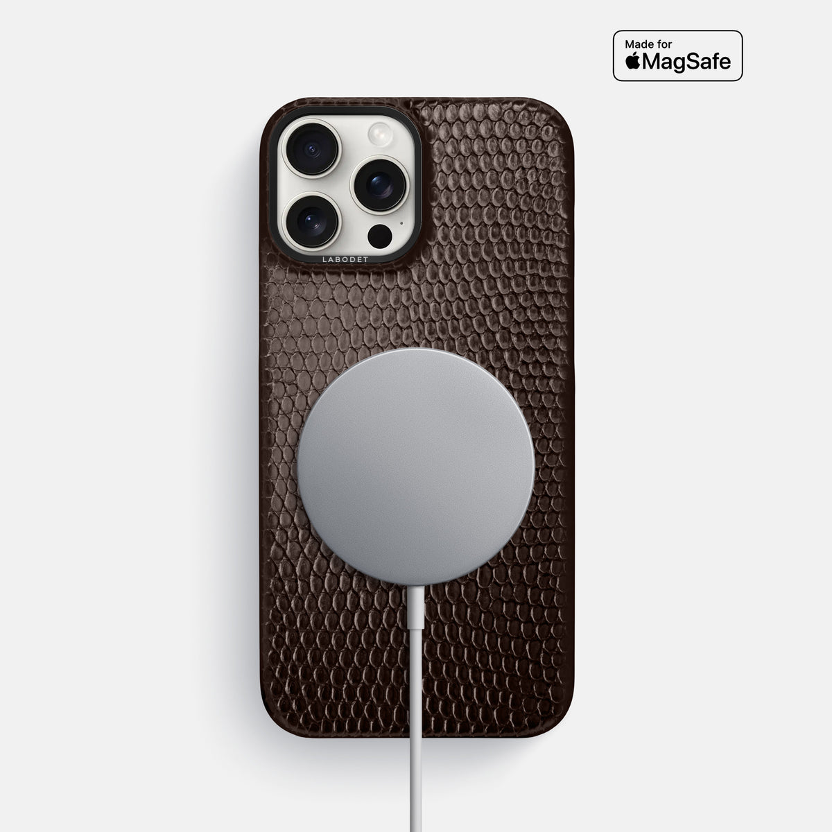 Brown iPhone 16 Pro Max Classic Case Lizard with Black Metal -5 | Brown-Black