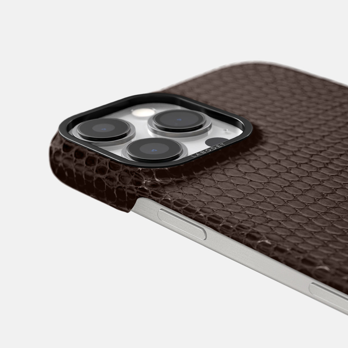 Brown iPhone 16 Pro Max Classic Case Lizard with Black Metal -6 | Brown-Black