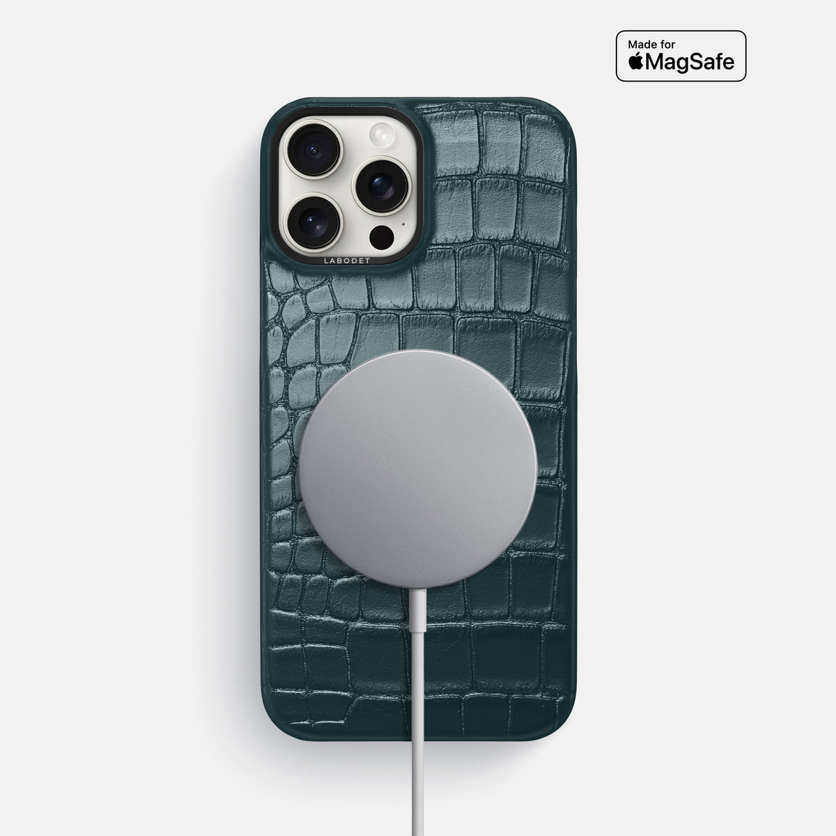 Metallic-Blue iPhone 16 Pro Max Classic Case Alligator with Black Metal -5 | Metallic-Blue-Black