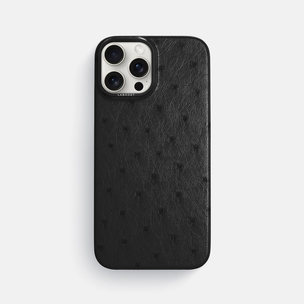 Black iPhone 16 Pro Max Classic Case Ostrich with Black Metal -1 | Black-Black