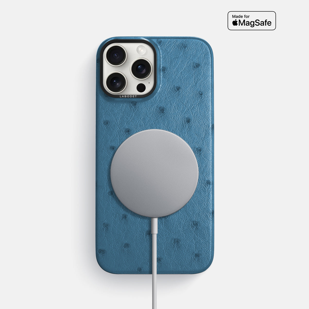 Blue-Jeans iPhone 16 Pro Max Classic Case Ostrich with Black Metal -5 | Blue-Jeans-Black