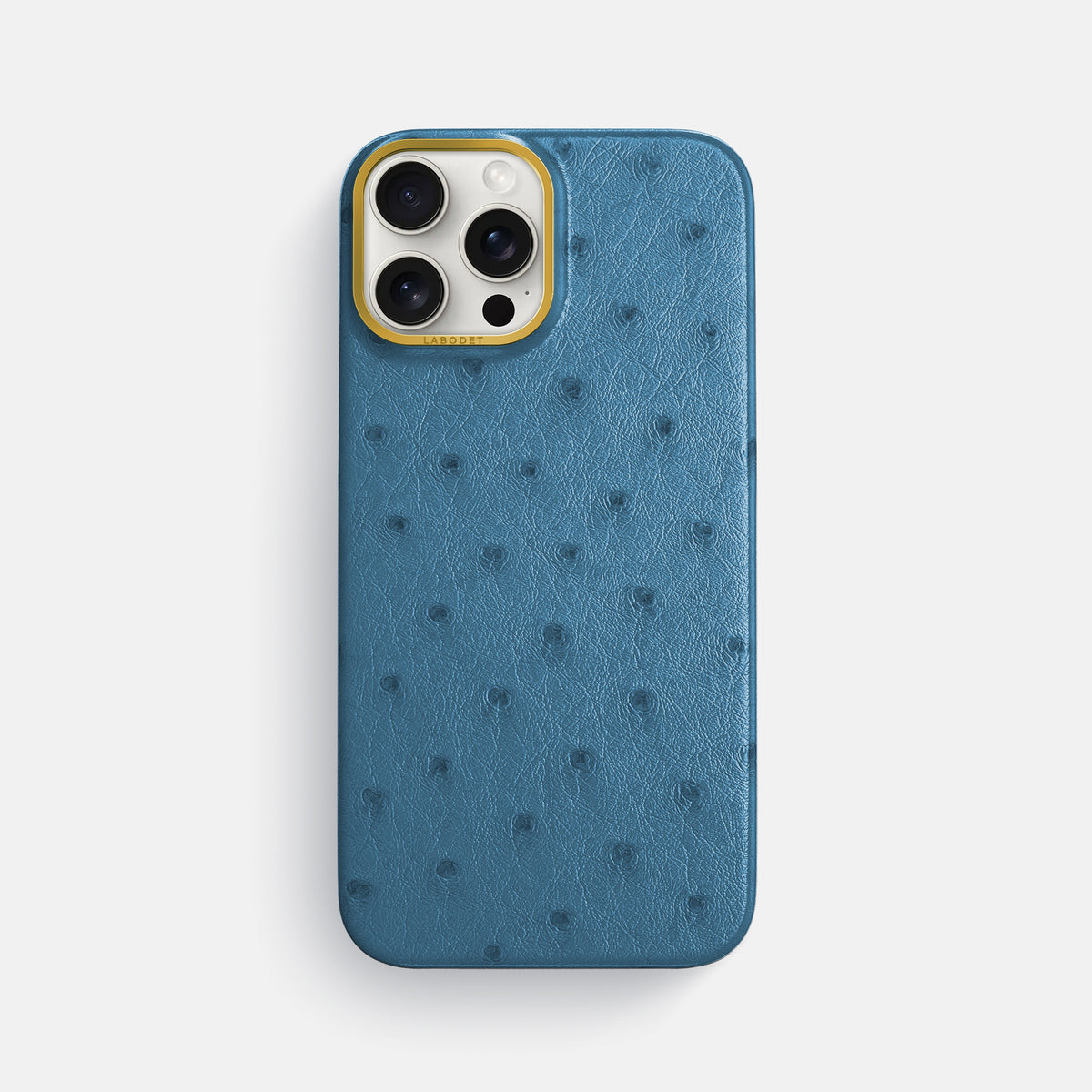 Blue-Jeans iPhone 16 Pro Max Classic Case Ostrich with Gold Metal -1 | Blue-Jeans-Gold