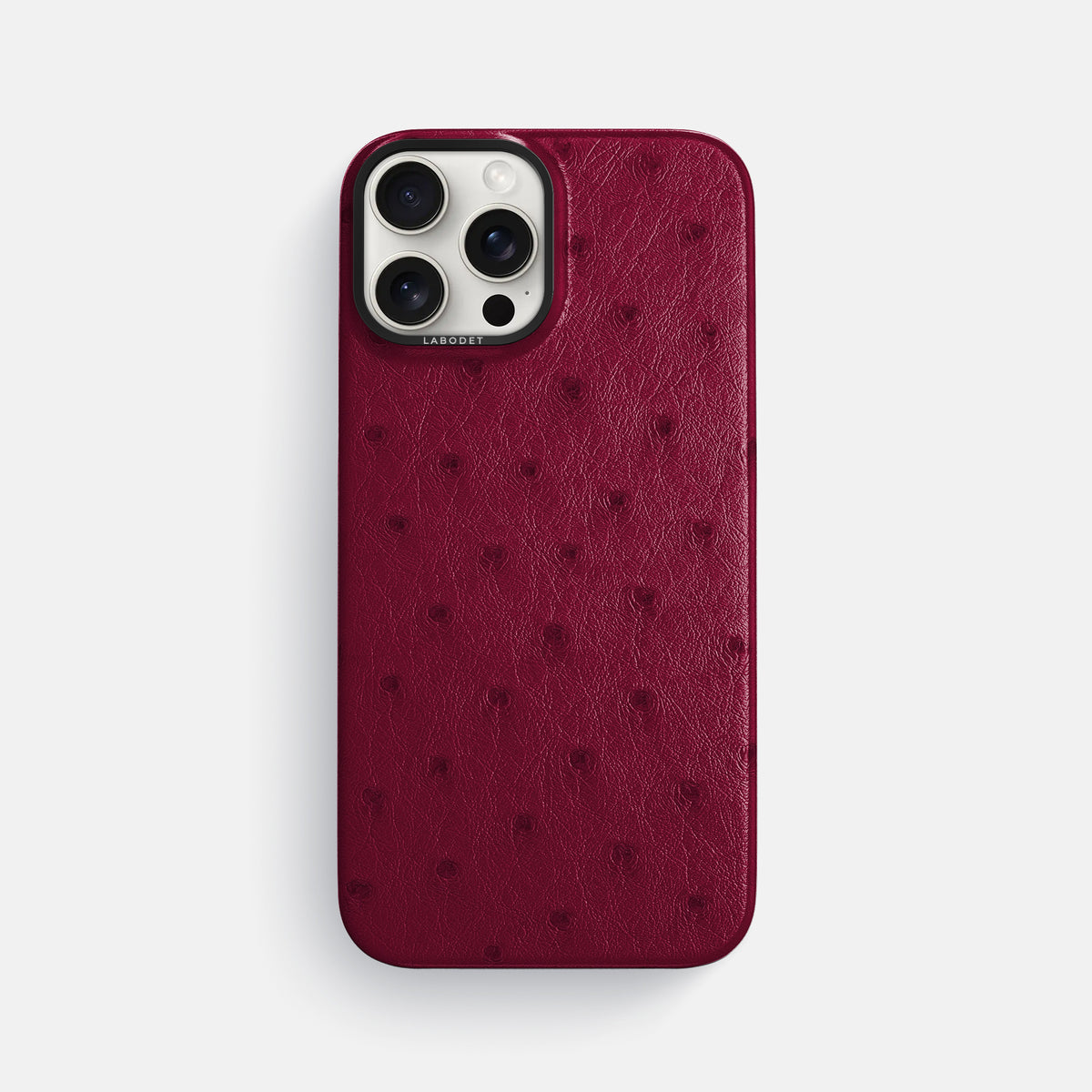 Bordeaux iPhone 16 Pro Max Classic Case Ostrich with Black Metal -1 | Bordeaux-Black