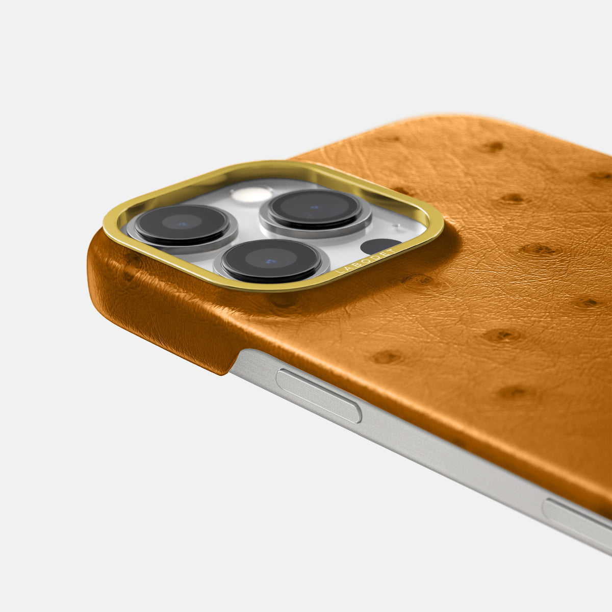 Chestnut iPhone 16 Pro Max Classic Case Ostrich with Gold Metal -6 | Chestnut-Gold