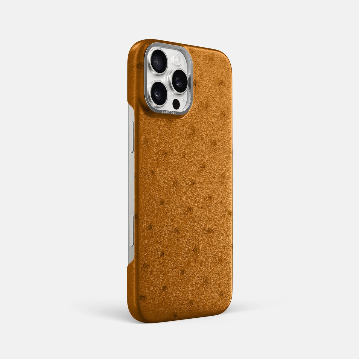 Chestnut iPhone 16 Pro Max Classic Case Ostrich with Steel Metal -2 | Chestnut-Steel