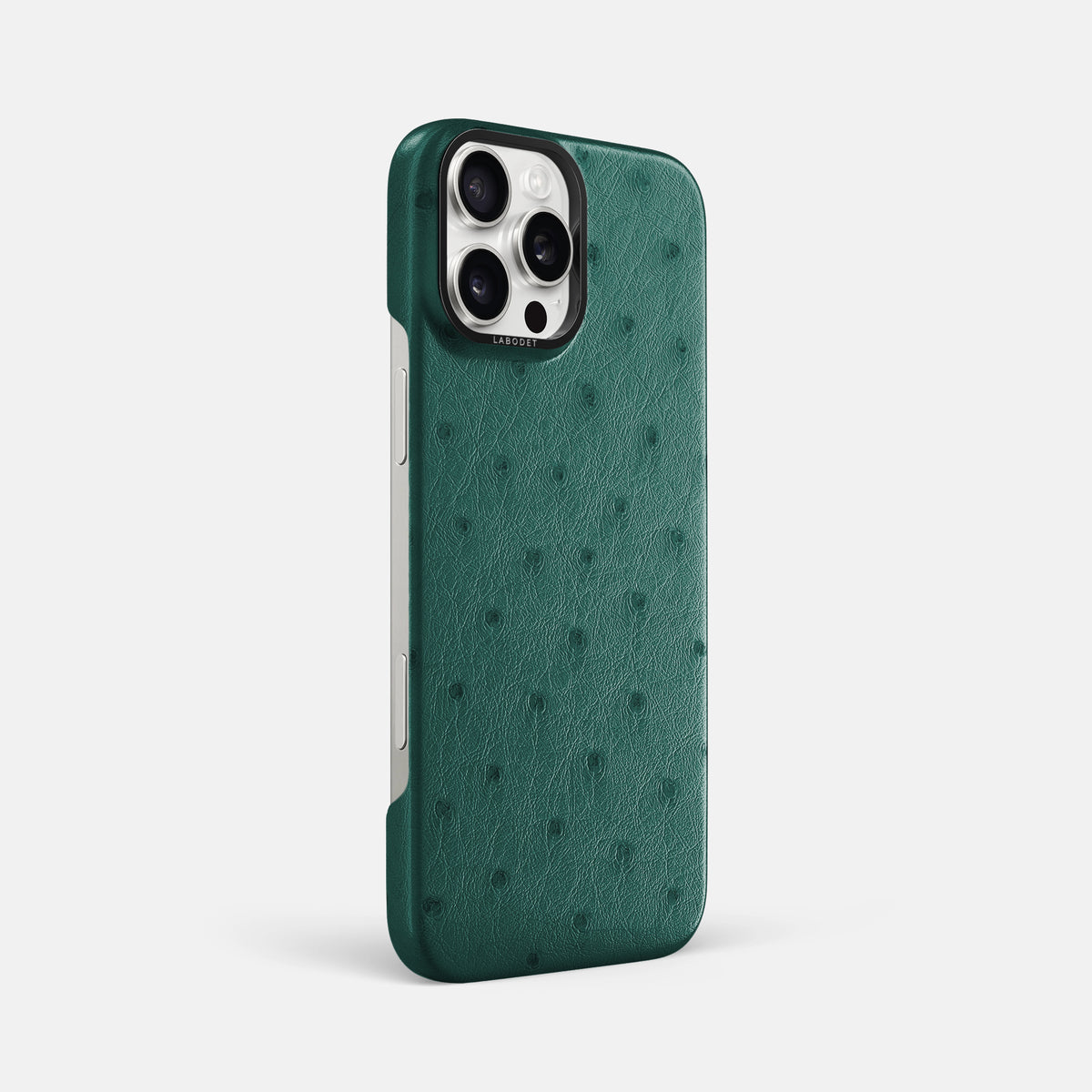 Forest-Green iPhone 16 Pro Max Classic Case Ostrich with Black Metal -2 | Forest-Green-Black