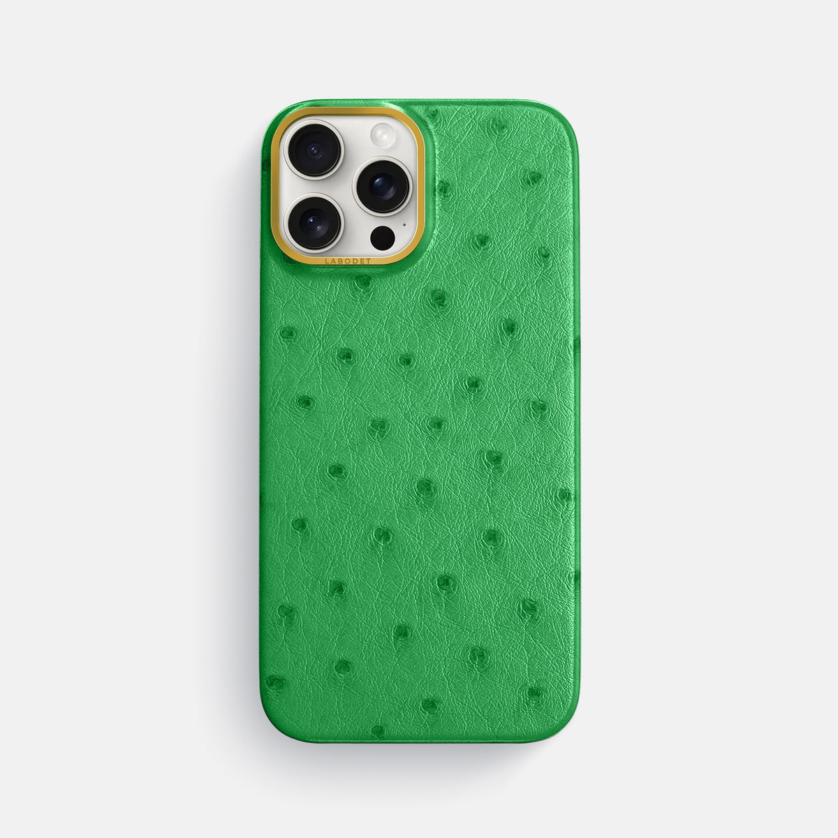 Kentucky Green iPhone 16 Pro Max Classic Case Ostrich with Gold Metal -1 | Kentucky-Green-Gold