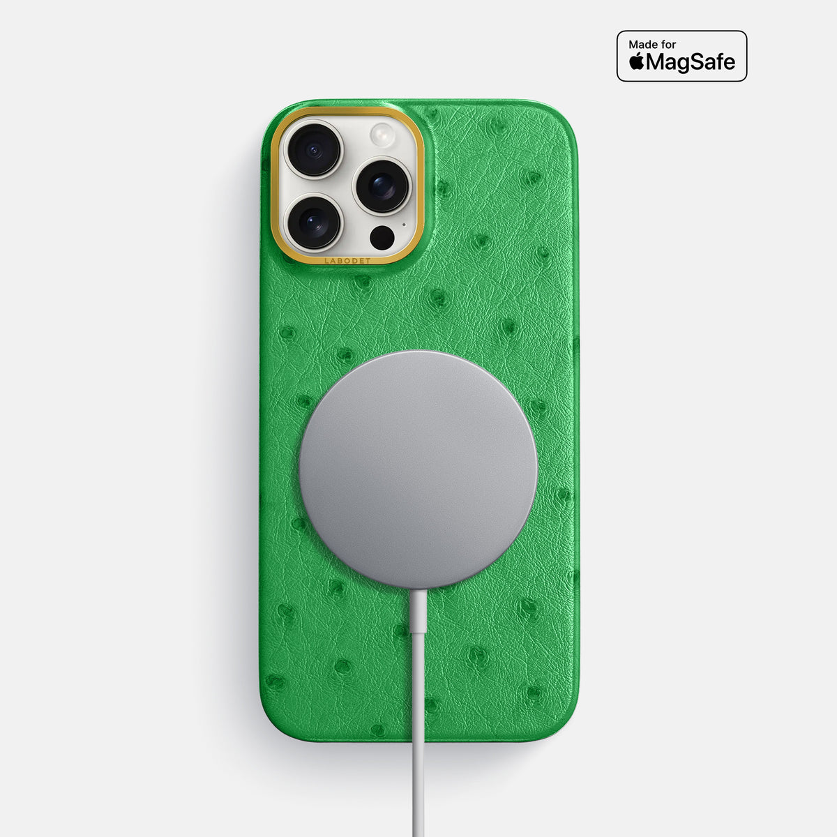 Kentucky Green iPhone 16 Pro Max Classic Case Ostrich with Gold Metal -5 | Kentucky-Green-Gold