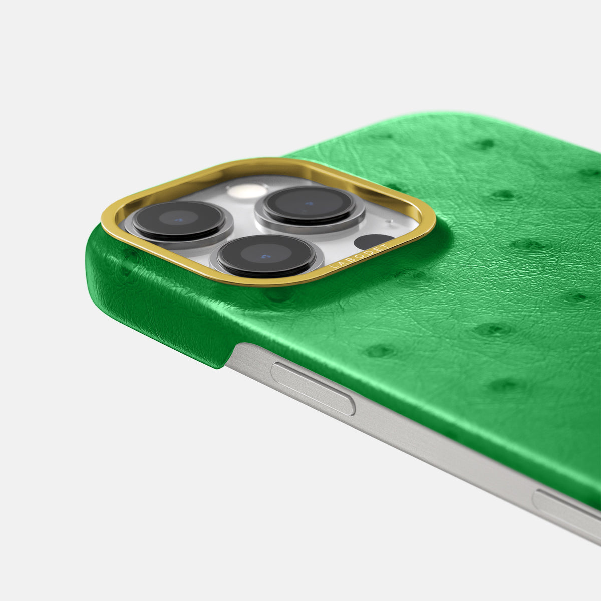 Kentucky Green iPhone 16 Pro Max Classic Case Ostrich with Gold Metal -6 | Kentucky-Green-Gold