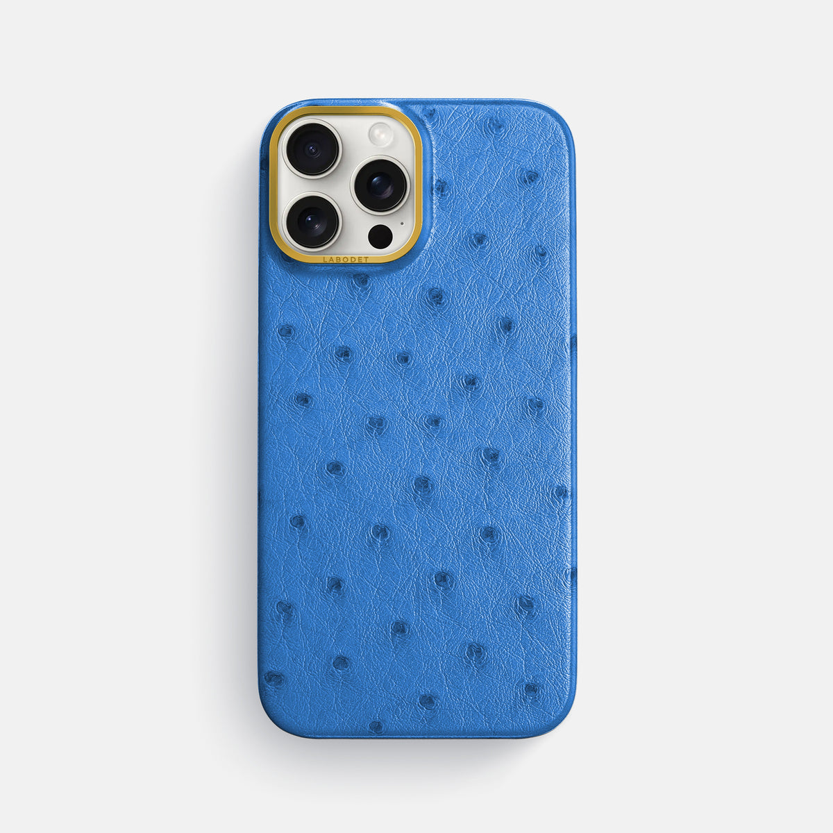 Royal-Blue iPhone 16 Pro Max Classic Case Ostrich with Gold Metal -1 | Royal-Blue-Gold