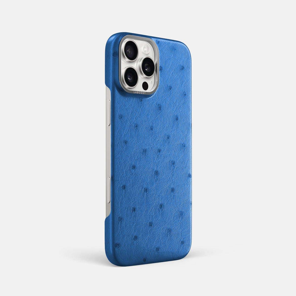 Royal-Blue iPhone 16 Pro Max Classic Case Ostrich with Steel Metal -2 | Royal-Blue-Steel