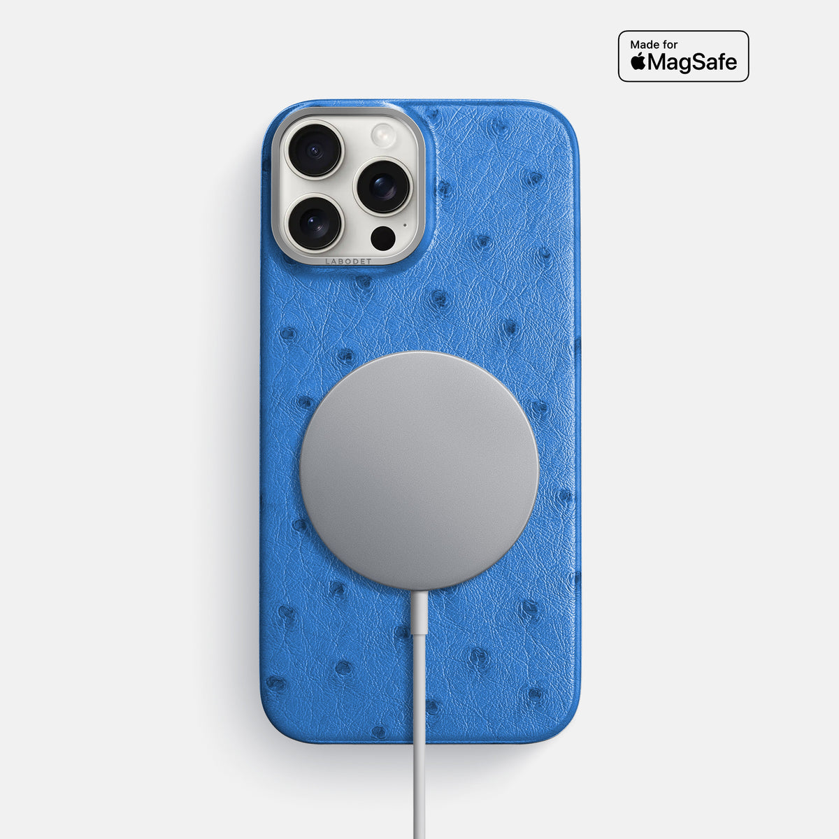 Royal-Blue iPhone 16 Pro Max Classic Case Ostrich with Steel Metal -5 | Royal-Blue-Steel