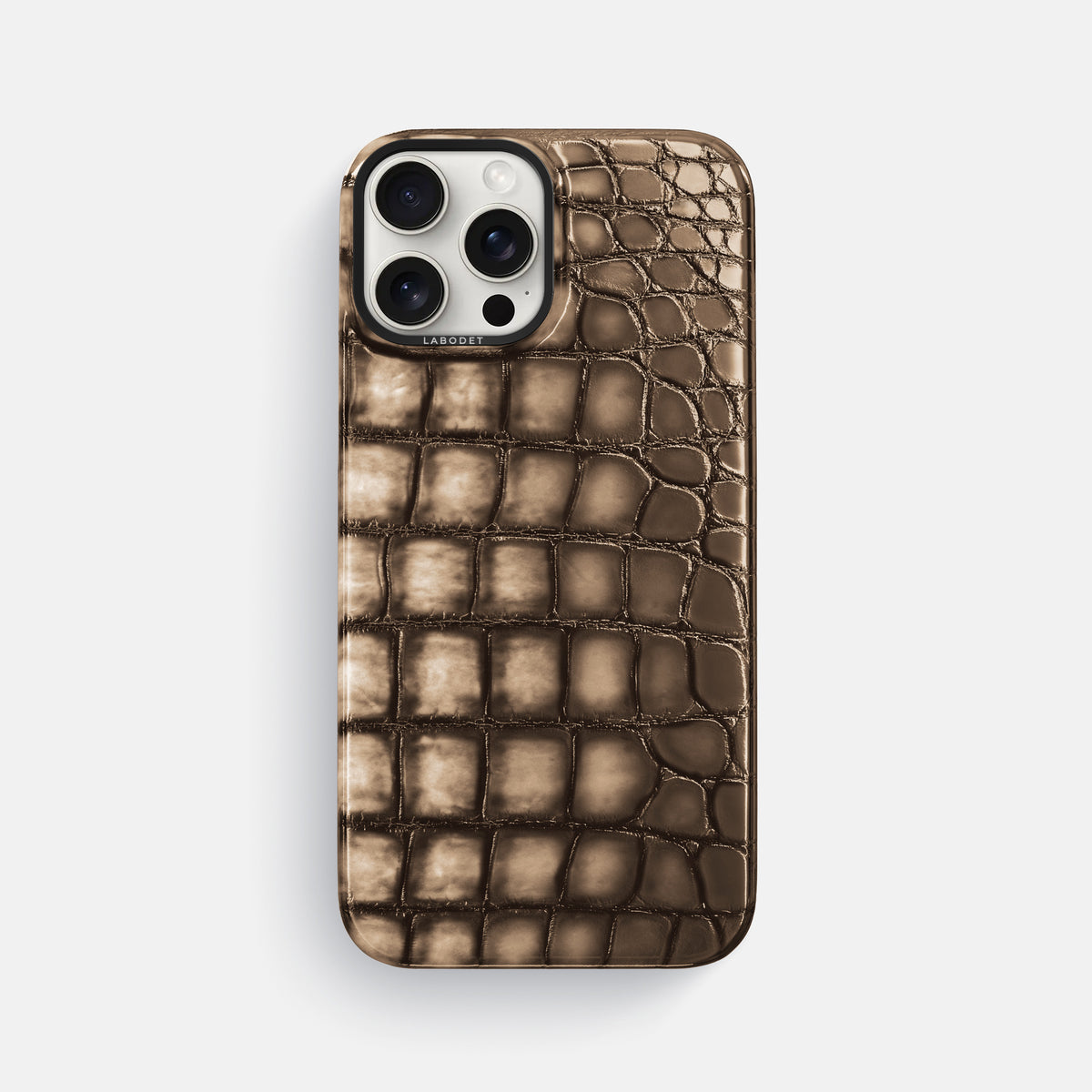 Etoupe iPhone 16 Pro Max Classic Case Patina Alligator with Black Metal -1 | Etoupe-Black