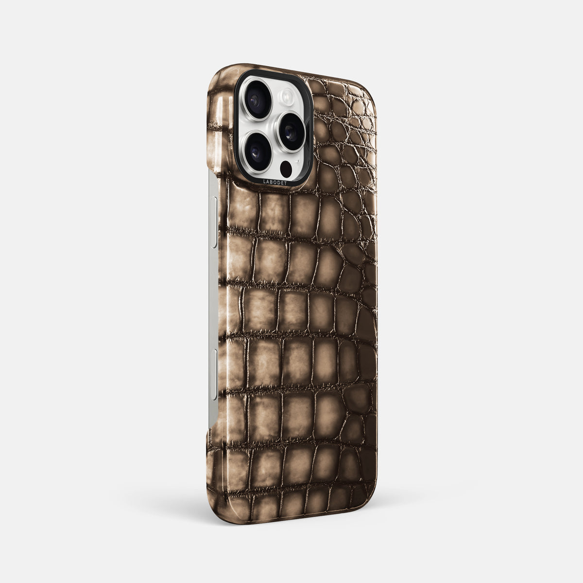 Etoupe iPhone 16 Pro Max Classic Case Patina Alligator with Black Metal -2 | Etoupe-Black