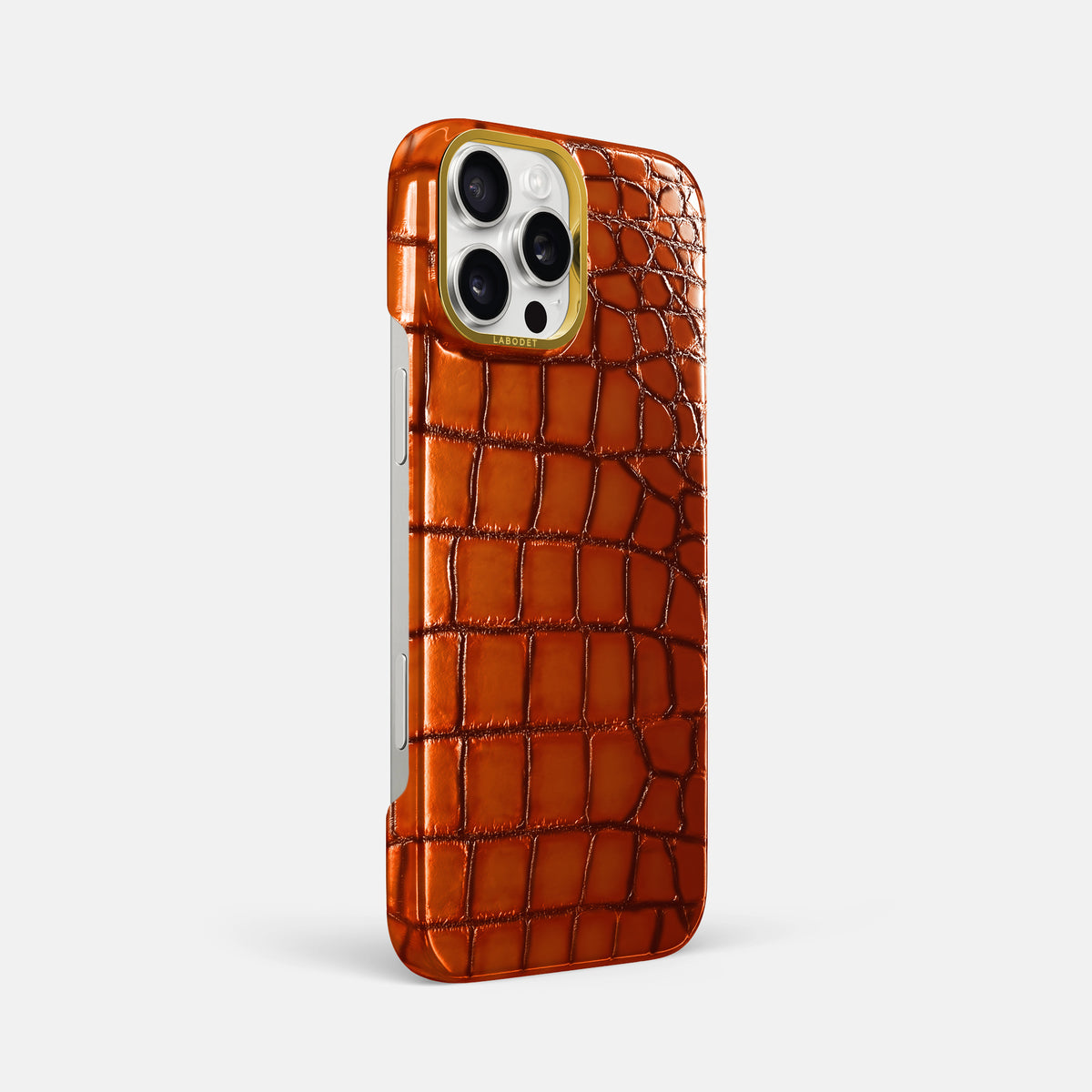 Clay-Court iPhone 16 Pro Max Classic Case Patina Alligator with Gold Metal -2 | Clay-Court-Gold