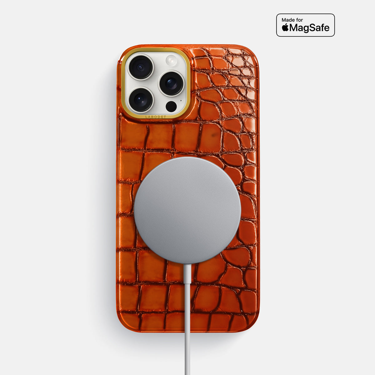 Clay-Court iPhone 16 Pro Max Classic Case Patina Alligator with Gold Metal -5 | Clay-Court-Gold
