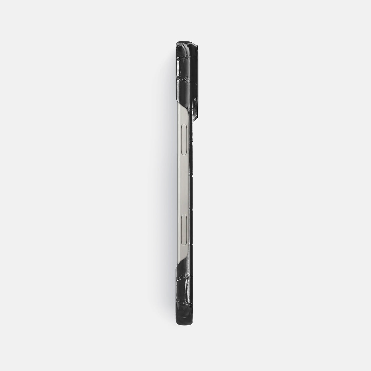 Havana-Black iPhone 16 Pro Max Classic Case Patina Alligator with Black Metal -3 | Havana-Black-Black