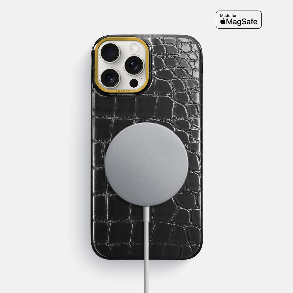 Havana-Black iPhone 16 Pro Max Classic Case Patina Alligator with Gold Metal -5 | Havana-Black-Gold