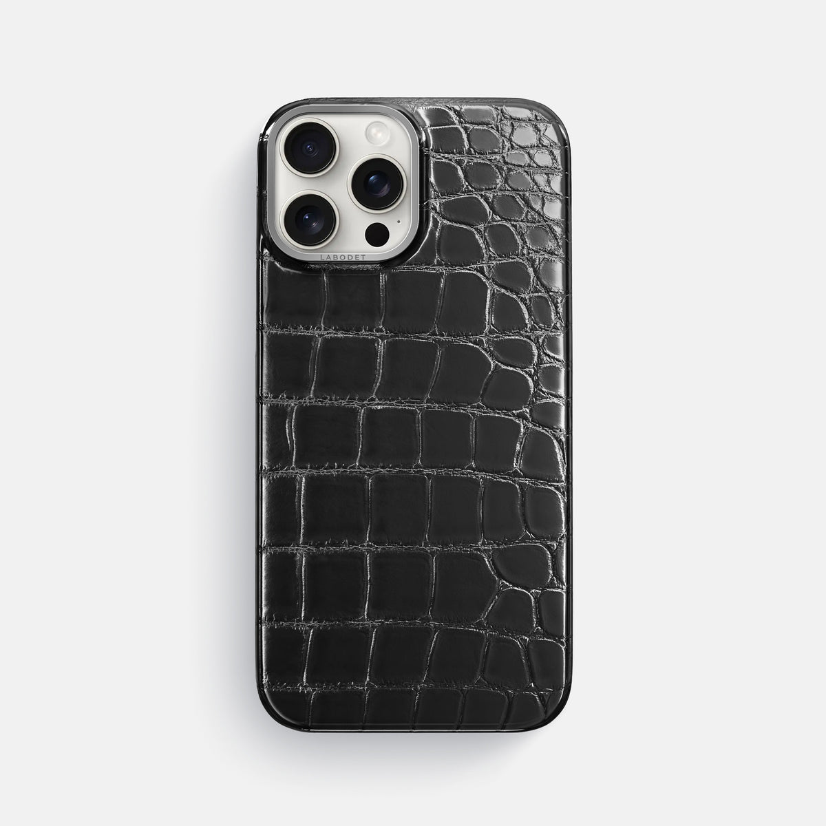 Havana-Black iPhone 16 Pro Max Classic Case Patina Alligator with Steel Metal -1 | Havana-Black-Steel