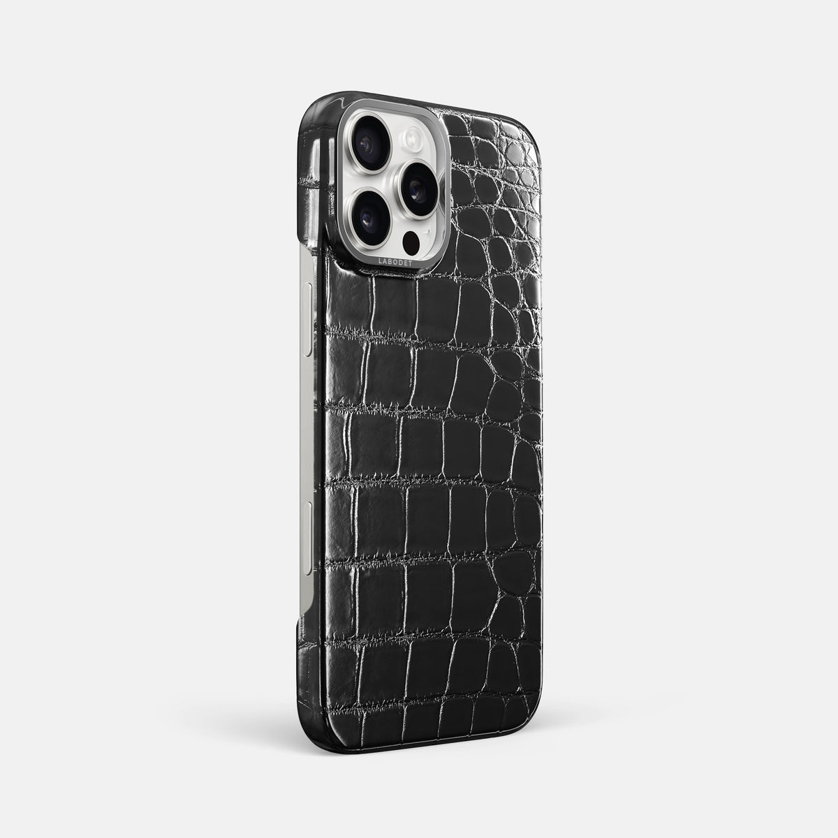Havana-Black iPhone 16 Pro Max Classic Case Patina Alligator with Steel Metal -2 | Havana-Black-Steel