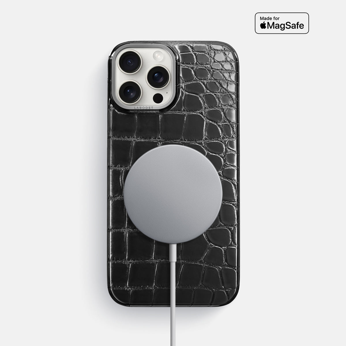 Havana-Black iPhone 16 Pro Max Classic Case Patina Alligator with Steel Metal -5 | Havana-Black-Steel