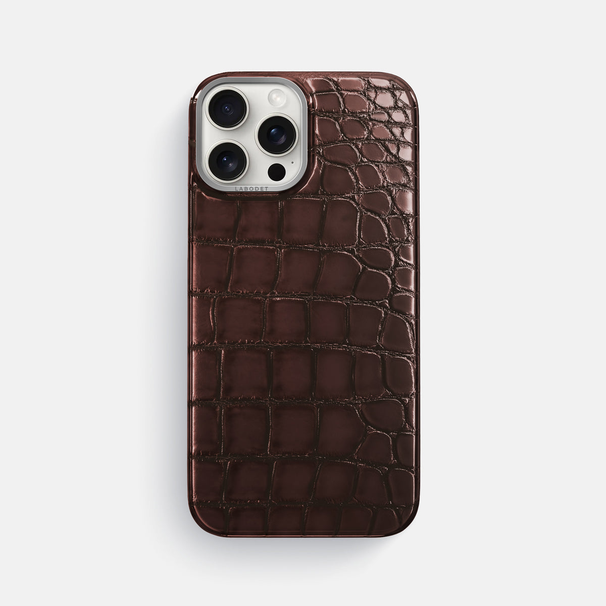 Grape-Wine iPhone 16 Pro Max Classic Case Patina Alligator with Steel Metal -1 | Grape-Wine-Steel