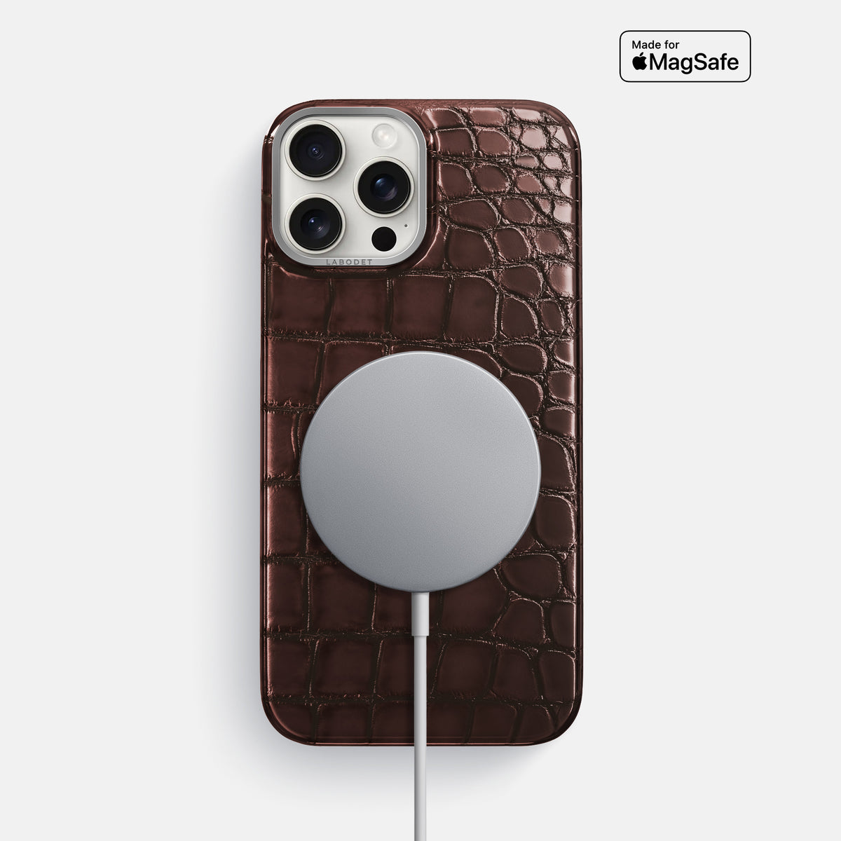 Grape-Wine iPhone 16 Pro Max Classic Case Patina Alligator with Steel Metal -5 | Grape-Wine-Steel