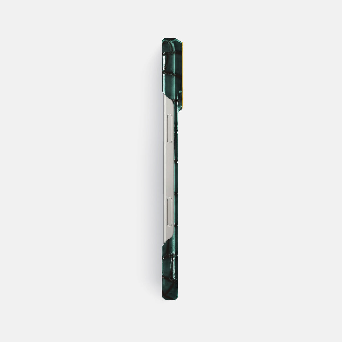 Green iPhone 16 Pro Max Classic Case Patina Alligator with Gold Metal -3 | Green-Gold