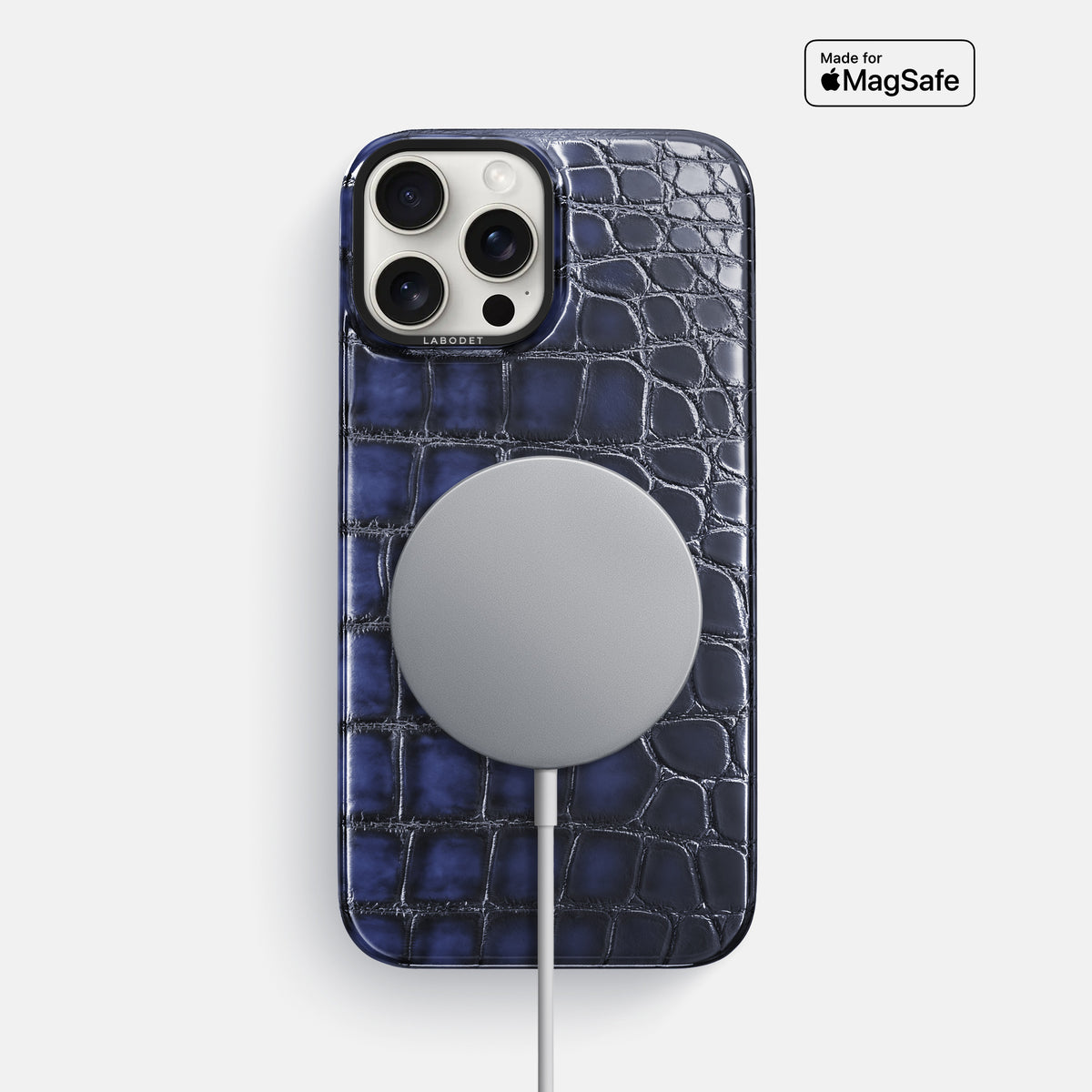Havana-Blue iPhone 16 Pro Max Classic Case Patina Alligator with Black Metal -5 | Havana-Blue-Black