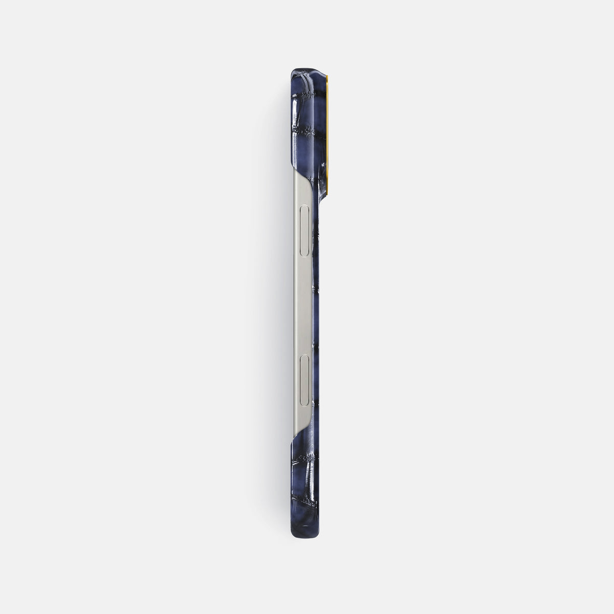 Havana-Blue iPhone 16 Pro Max Classic Case Patina Alligator with Gold Metal -3 | Havana-Blue-Gold