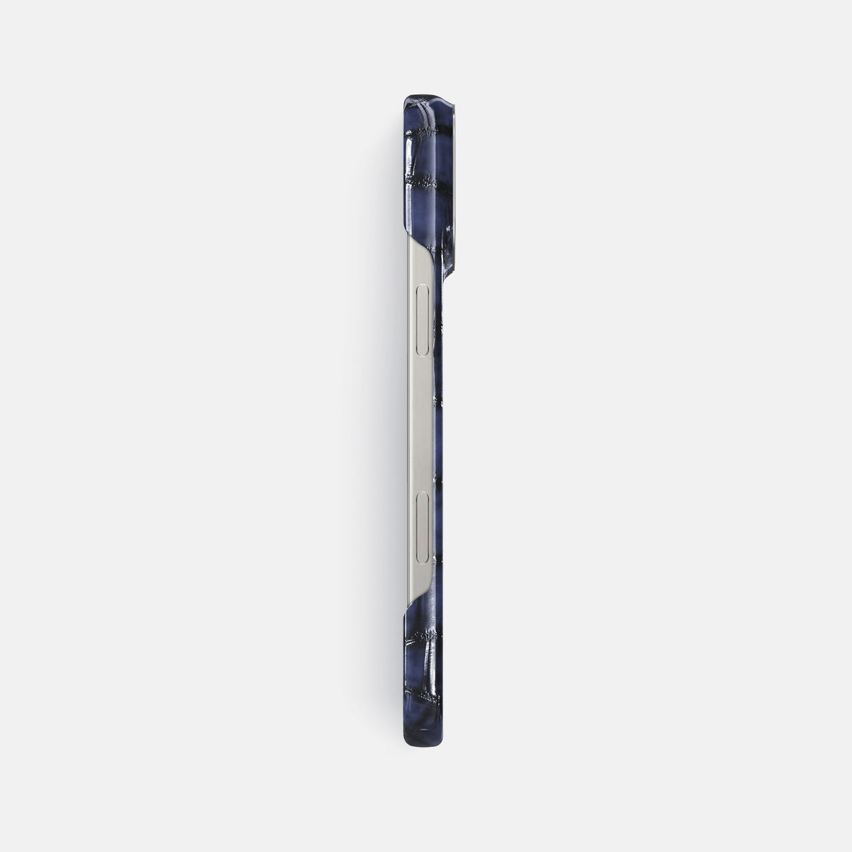 Havana-Blue iPhone 16 Pro Max Classic Case Patina Alligator with Steel Metal -3 | Havana-Blue-Steel