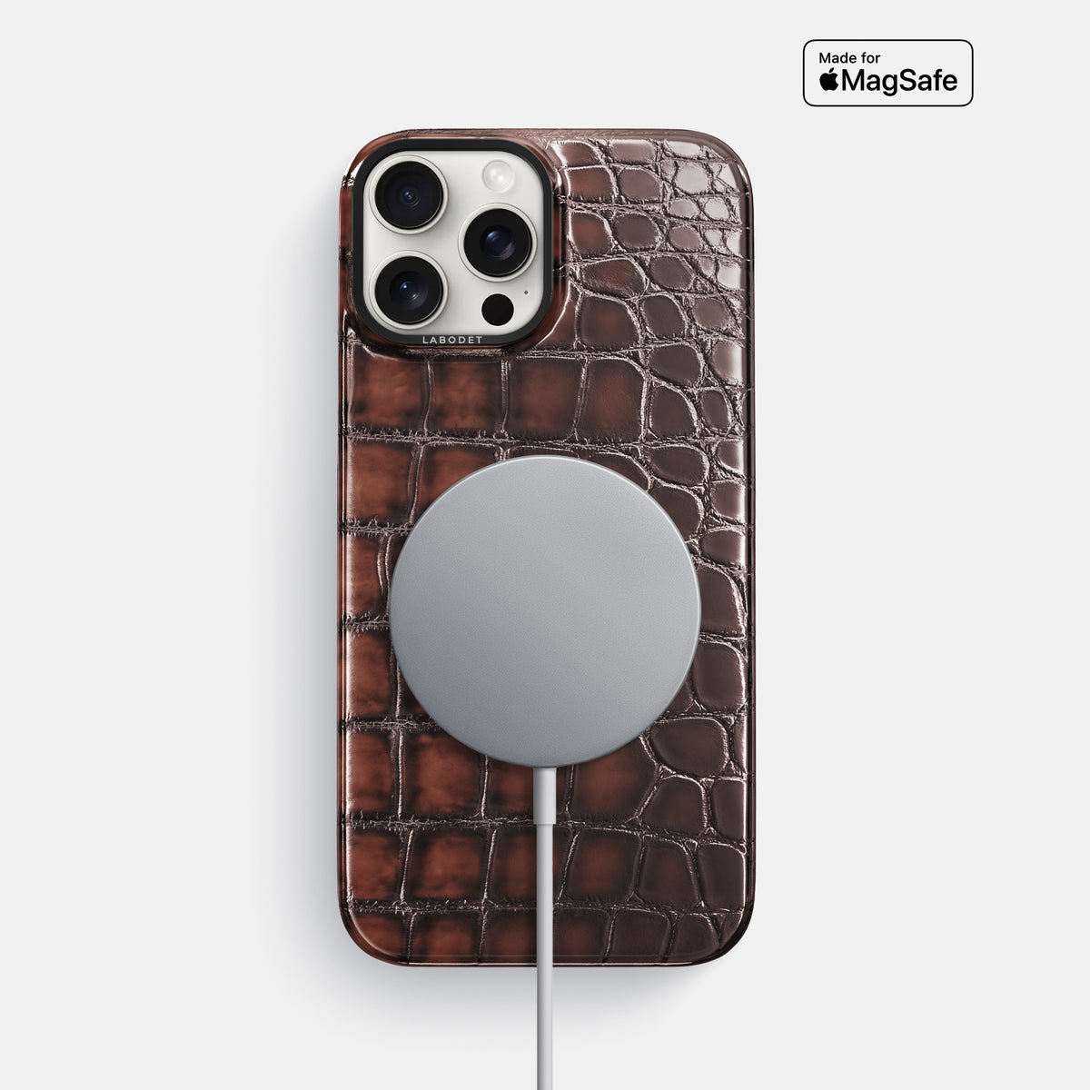 Havana-Brown iPhone 16 Pro Max Classic Case Patina Alligator with Black Metal -5 | Havana-Brown-Black
