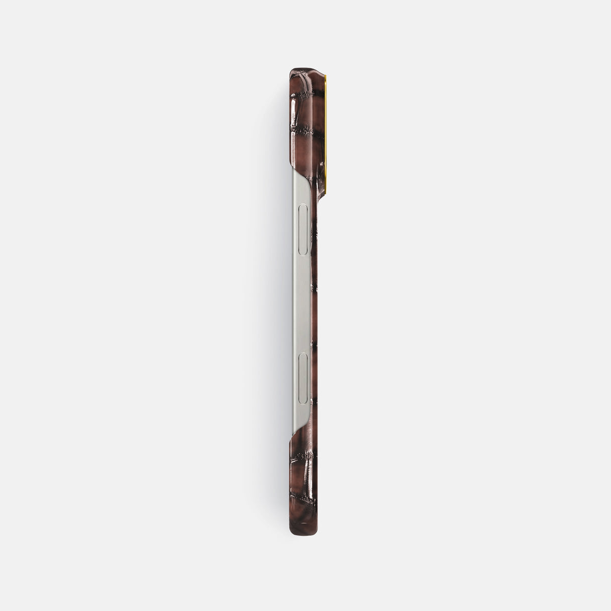 Havana-Brown iPhone 16 Pro Max Classic Case Patina Alligator with Gold Metal -3 | Havana-Brown-Gold