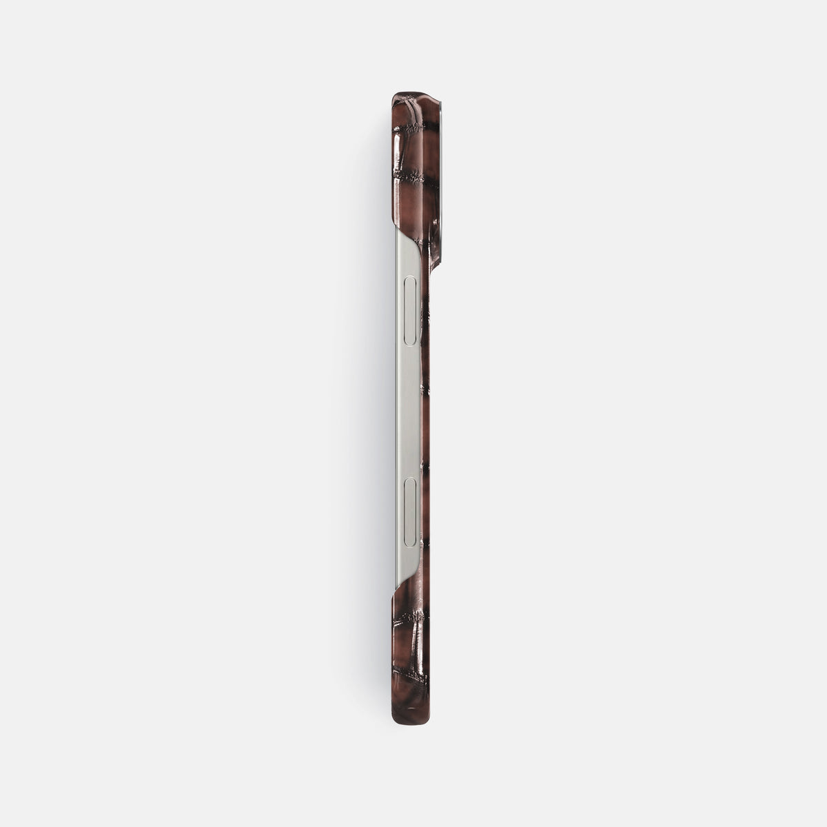Havana-Brown iPhone 16 Pro Max Classic Case Patina Alligator with Steel Metal -3 | Havana-Brown-Steel